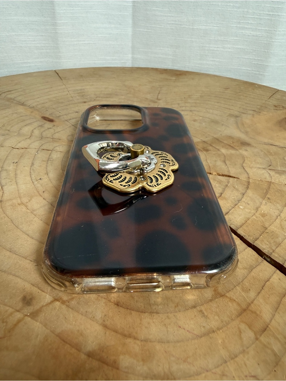 Coach Brown marbled Floral Ring Holder iPhone 16 Pro Case - Picture 9 of 11